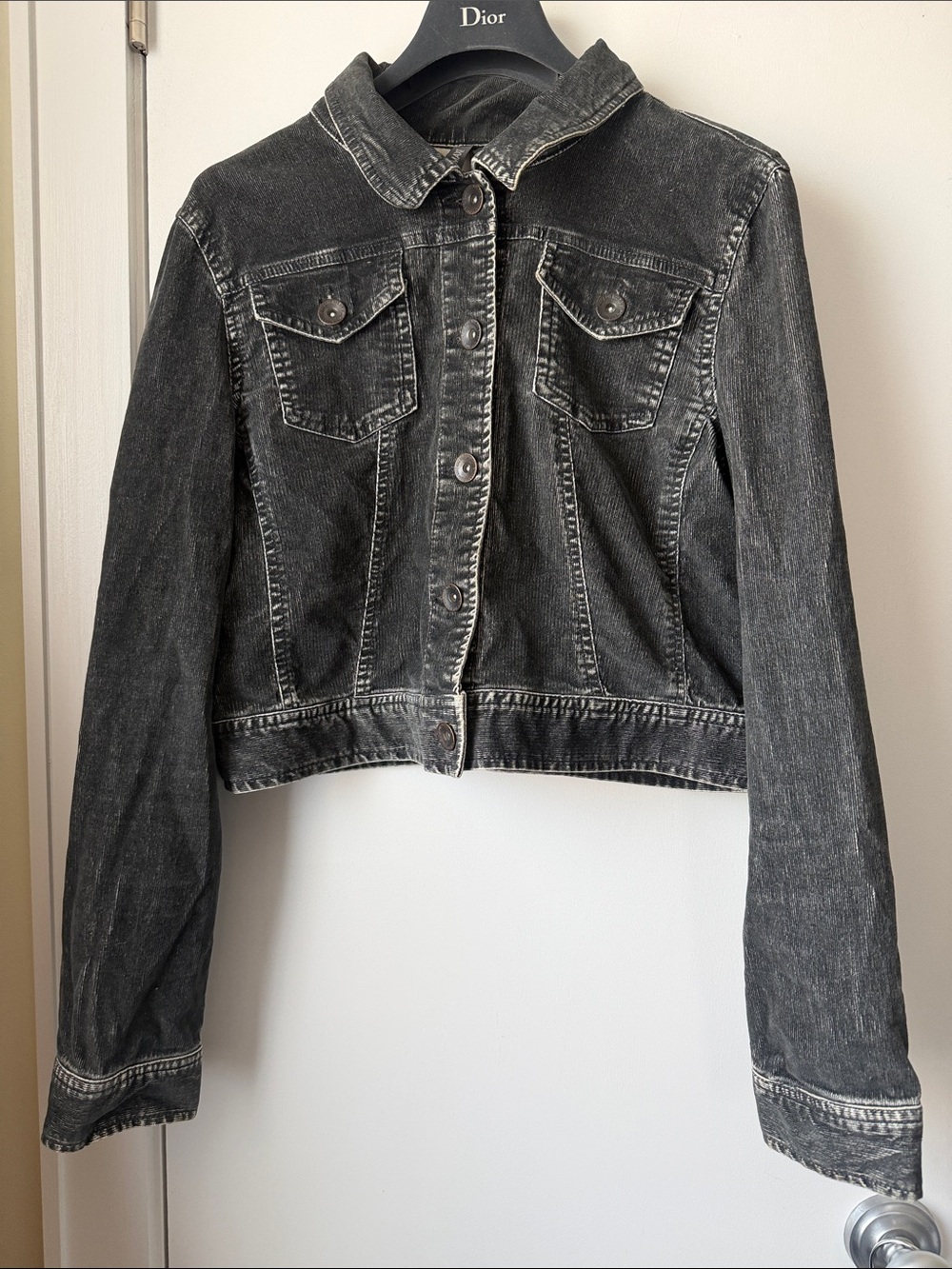 Max rave  Washed Black Cropped Denim corduroy Jacket size L